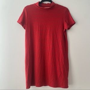 UO red striped shift dress